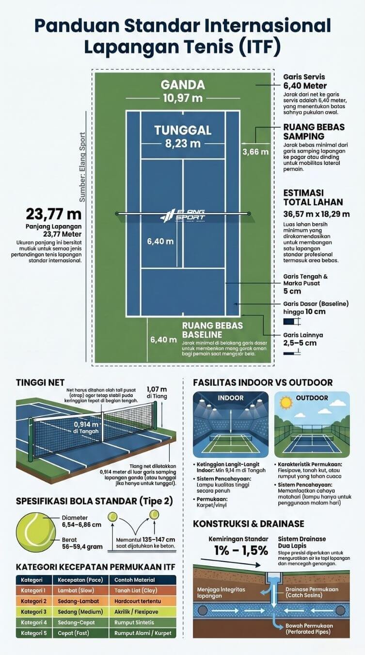 ukuran lapangan tenis lapangan